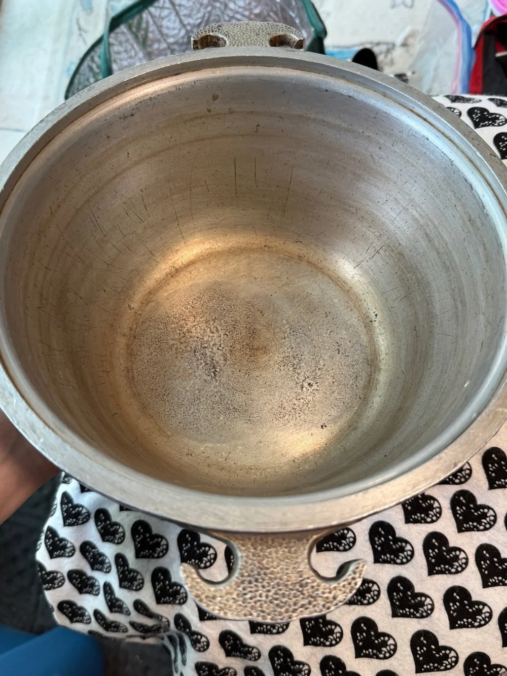 Vintage Guardian Service hammered aluminum Dutch oven pot, typically